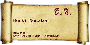 Berki Nesztor névjegykártya